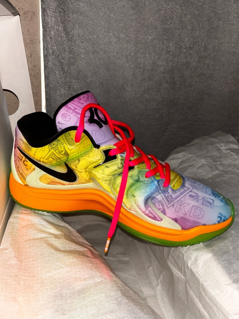 Nike Rainbow Gradient Running Shoe with Bright Pink Laces